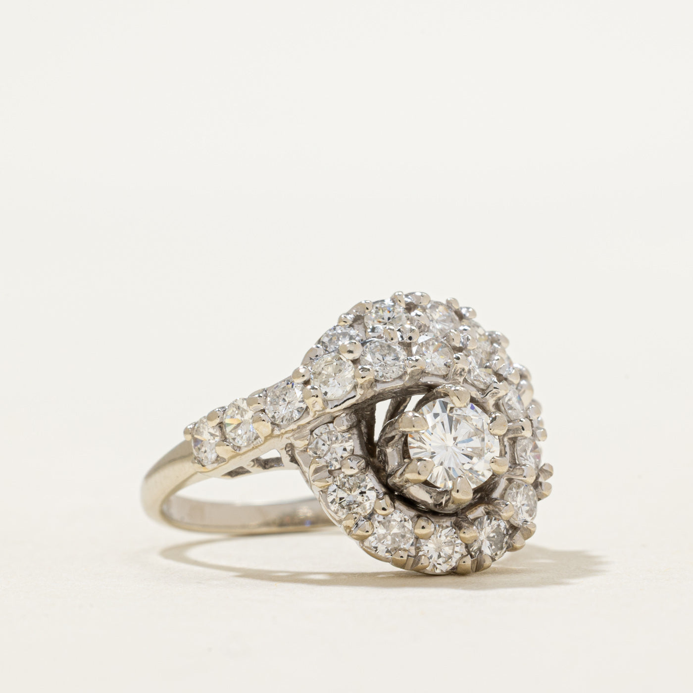 Diamond Swirl Design Cocktail Ring | 1.61ctw | SZ 6