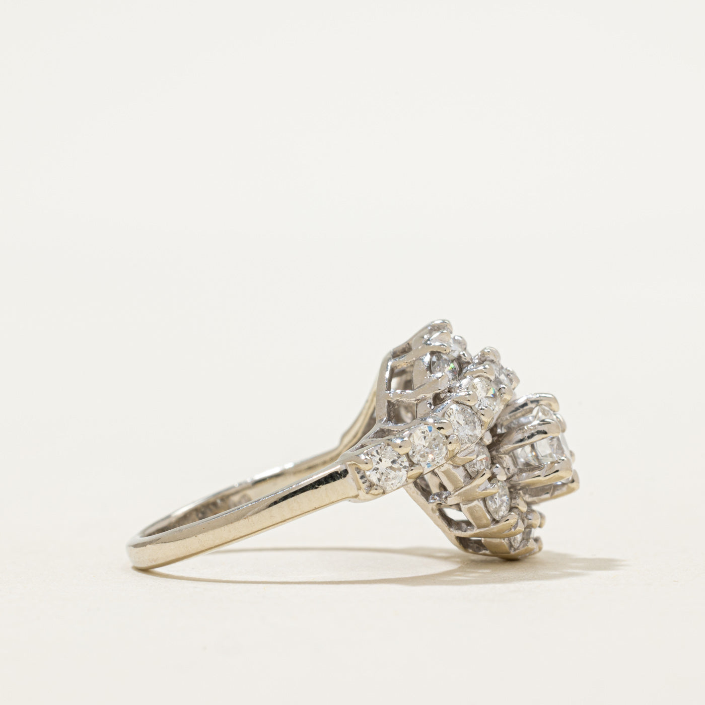 Diamond Swirl Design Cocktail Ring | 1.61ctw | SZ 6