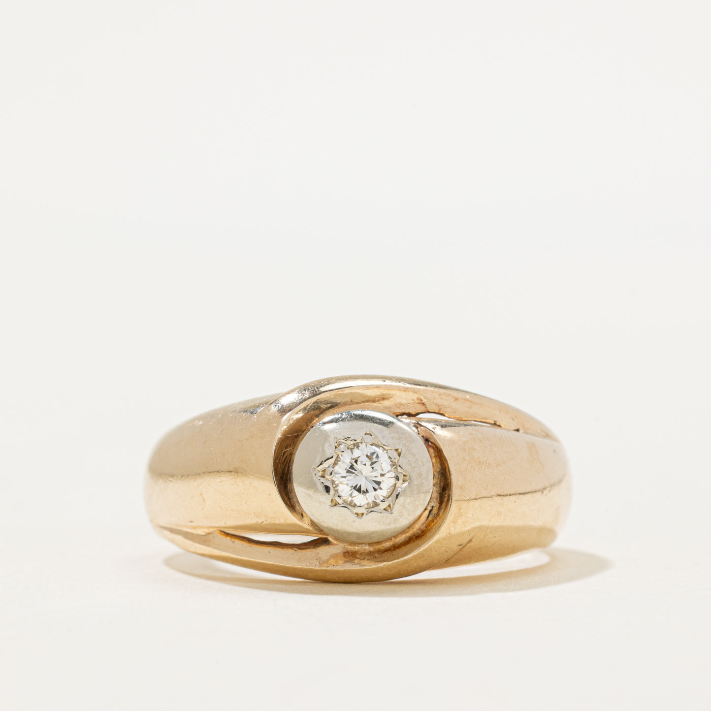 Two Tone Gold Diamond Dome Ring | 0.14ct | SZ 9.5