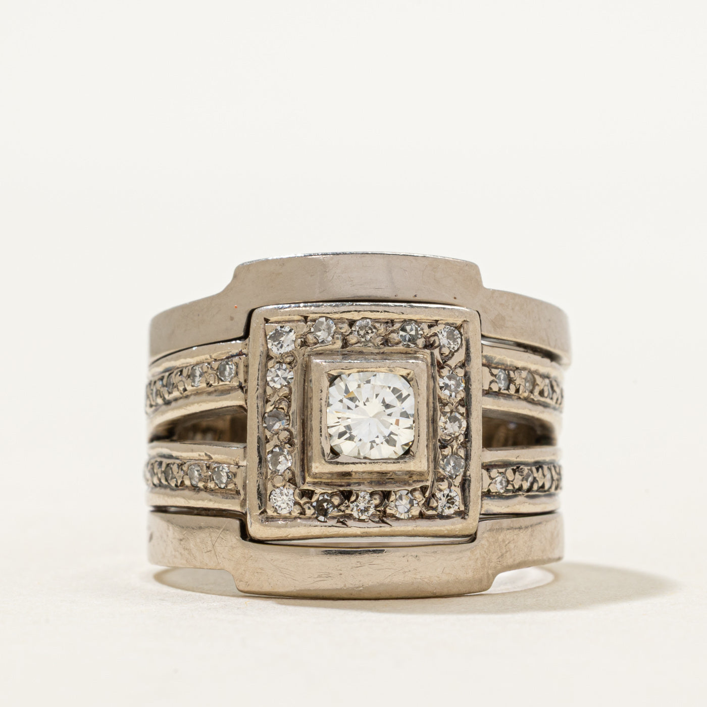 Diamond Square Halo Statement Ring | 0.57ctw | SZ 7