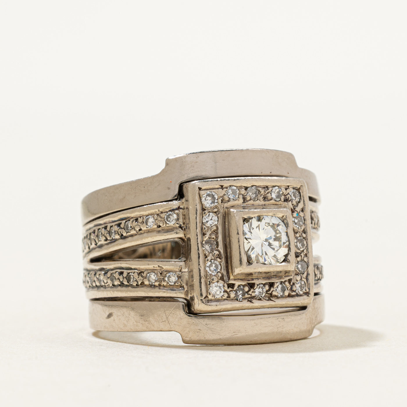 Diamond Square Halo Statement Ring | 0.57ctw | SZ 7