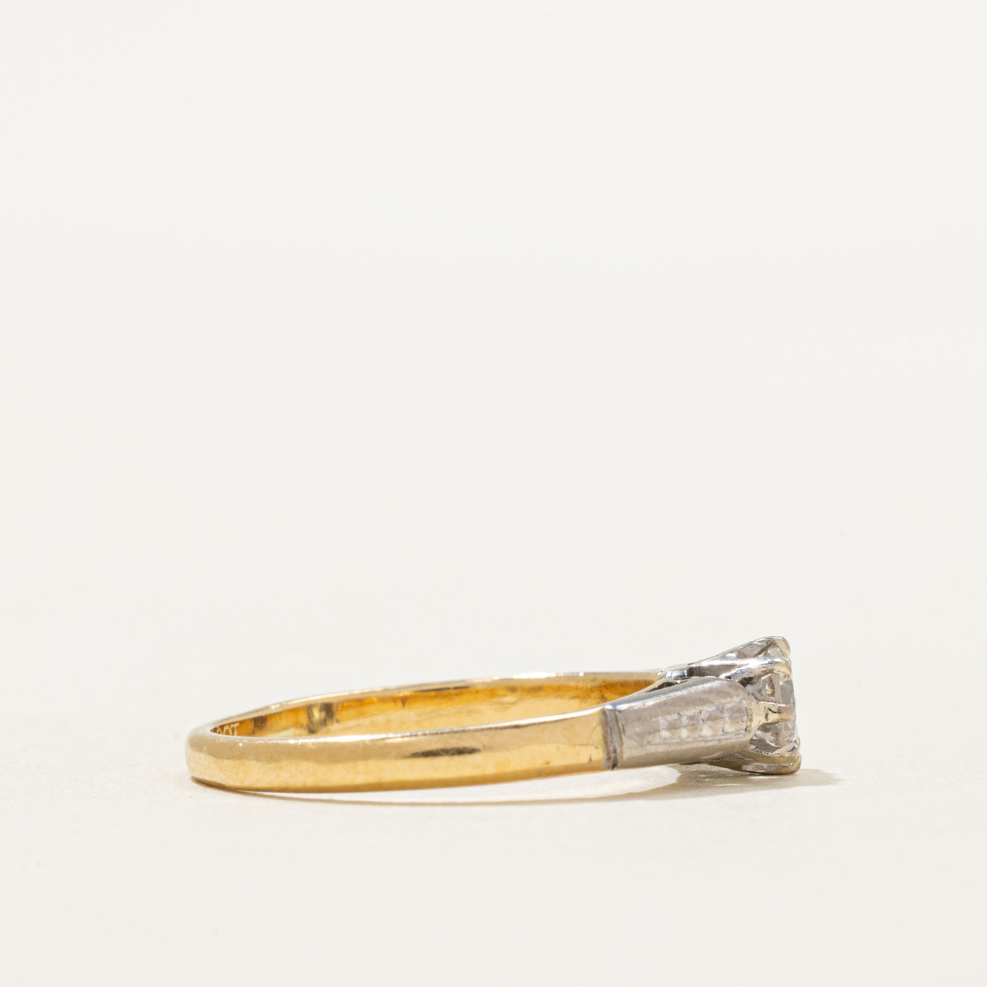 Two Tone Gold Solitaire Diamond Ring | 0.32ct | SZ 6
