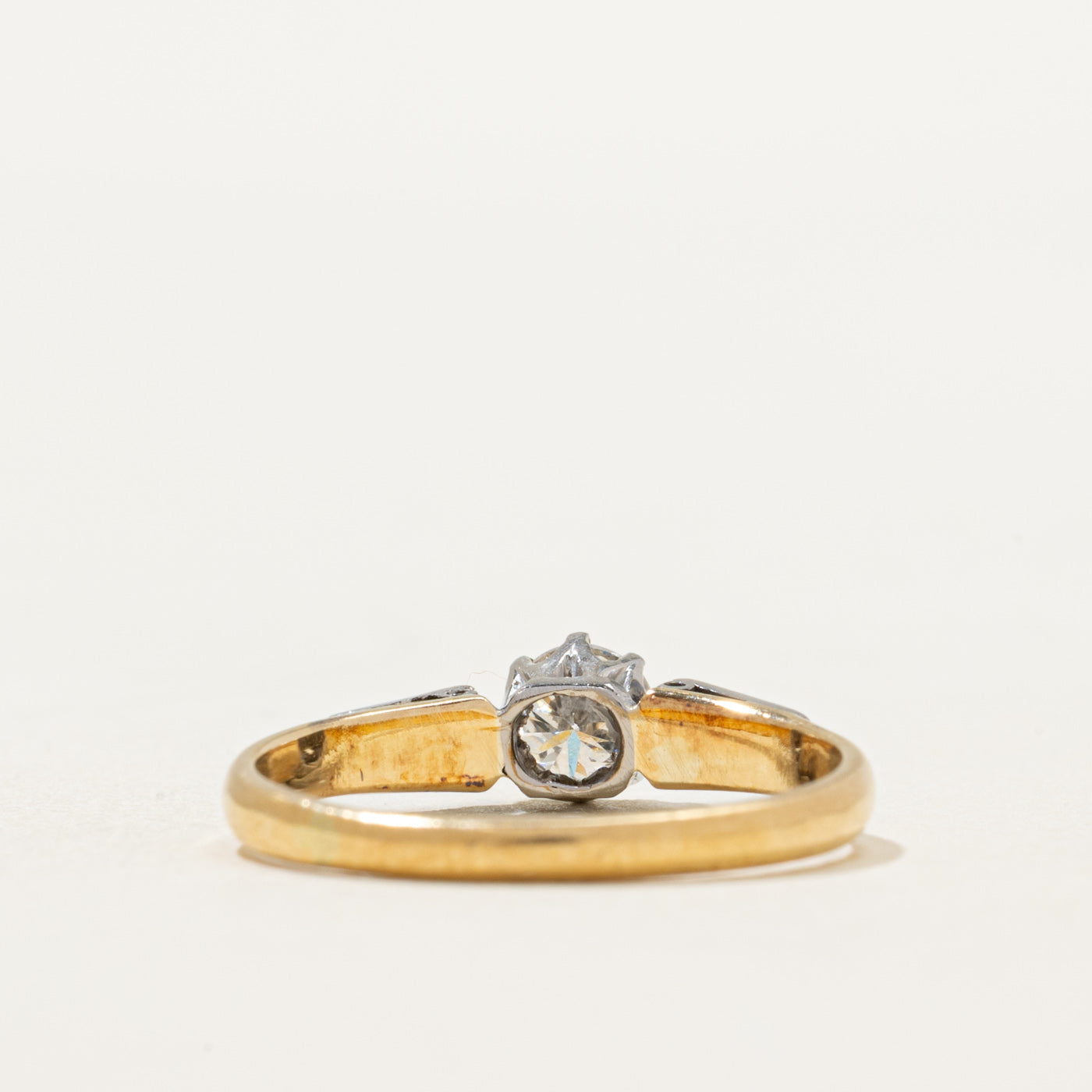 Two Tone Gold Solitaire Diamond Ring | 0.32ct | SZ 6