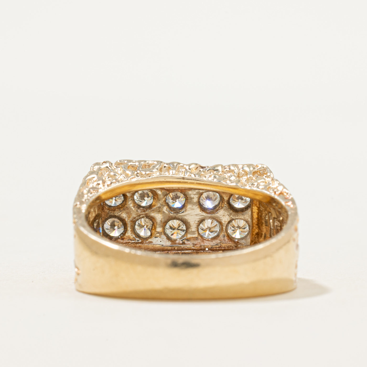 Double Row Diamond Textured Statement Ring | 0.80ctw | SZ 10