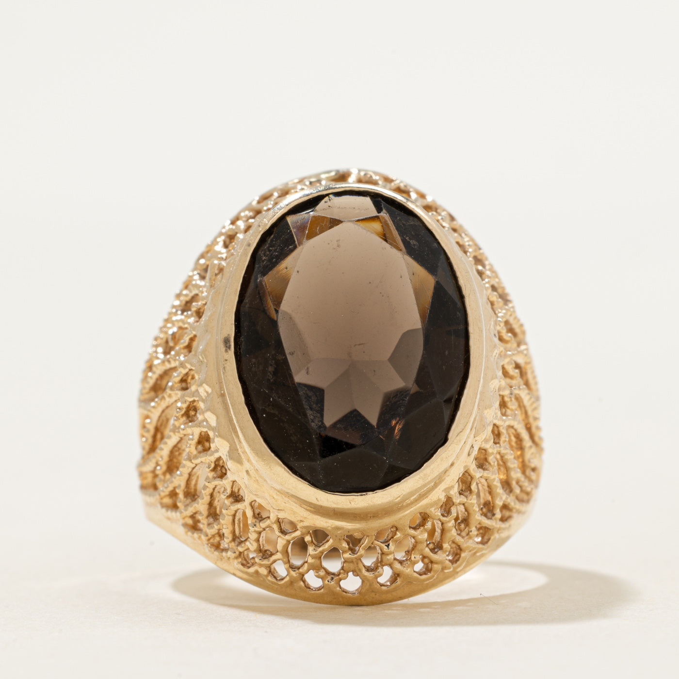 Bague cocktail en quartz fumé en forme de dôme | 7,50 ct | Taille 9