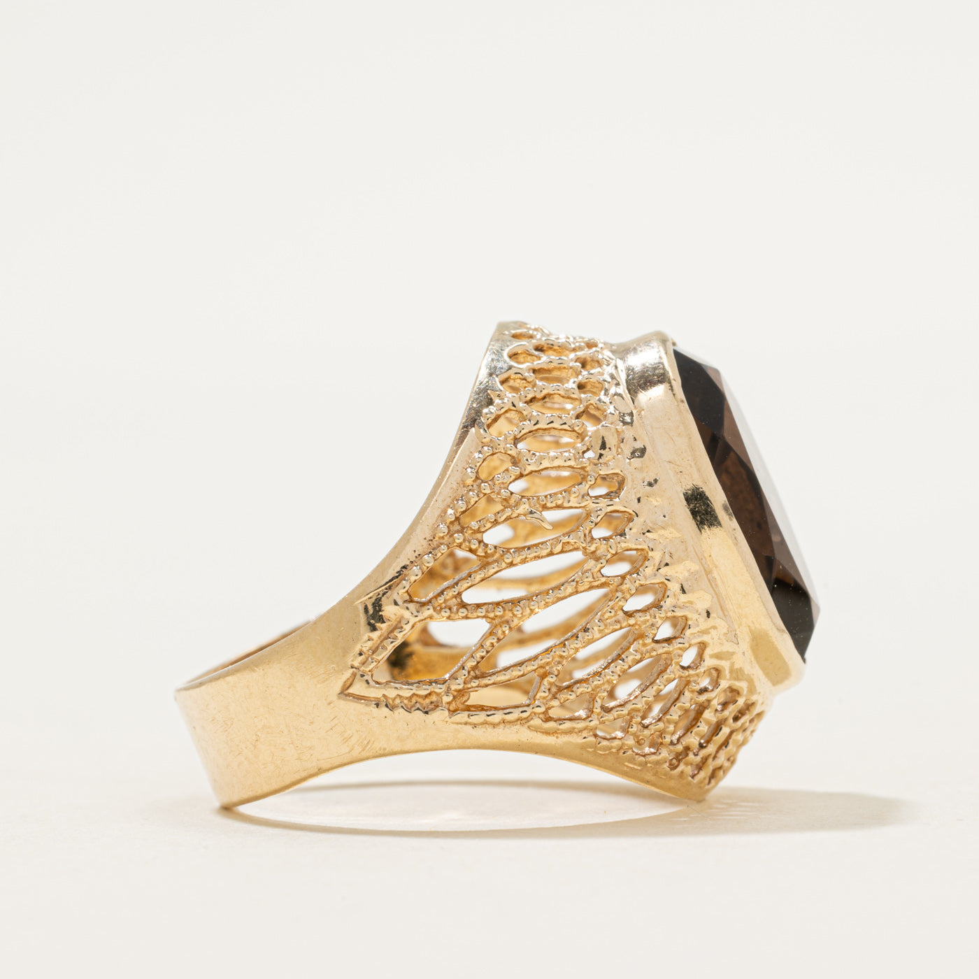Bague cocktail en quartz fumé en forme de dôme | 7,50 ct | Taille 9