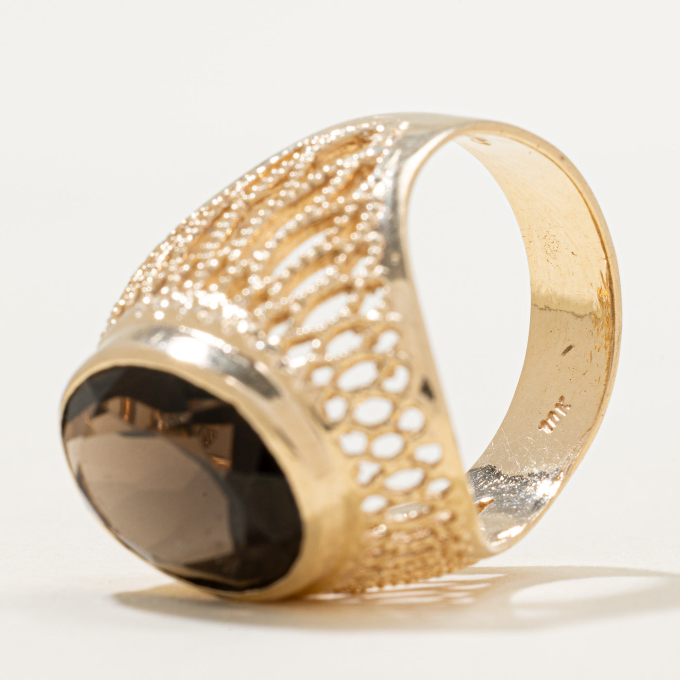 Bague cocktail en quartz fumé en forme de dôme | 7,50 ct | Taille 9