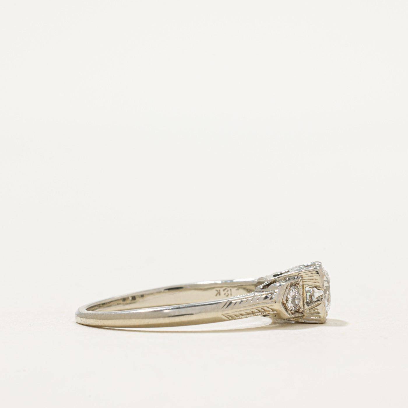 Three Stone Diamond Engraved Ring | 0.54ct | SZ 7