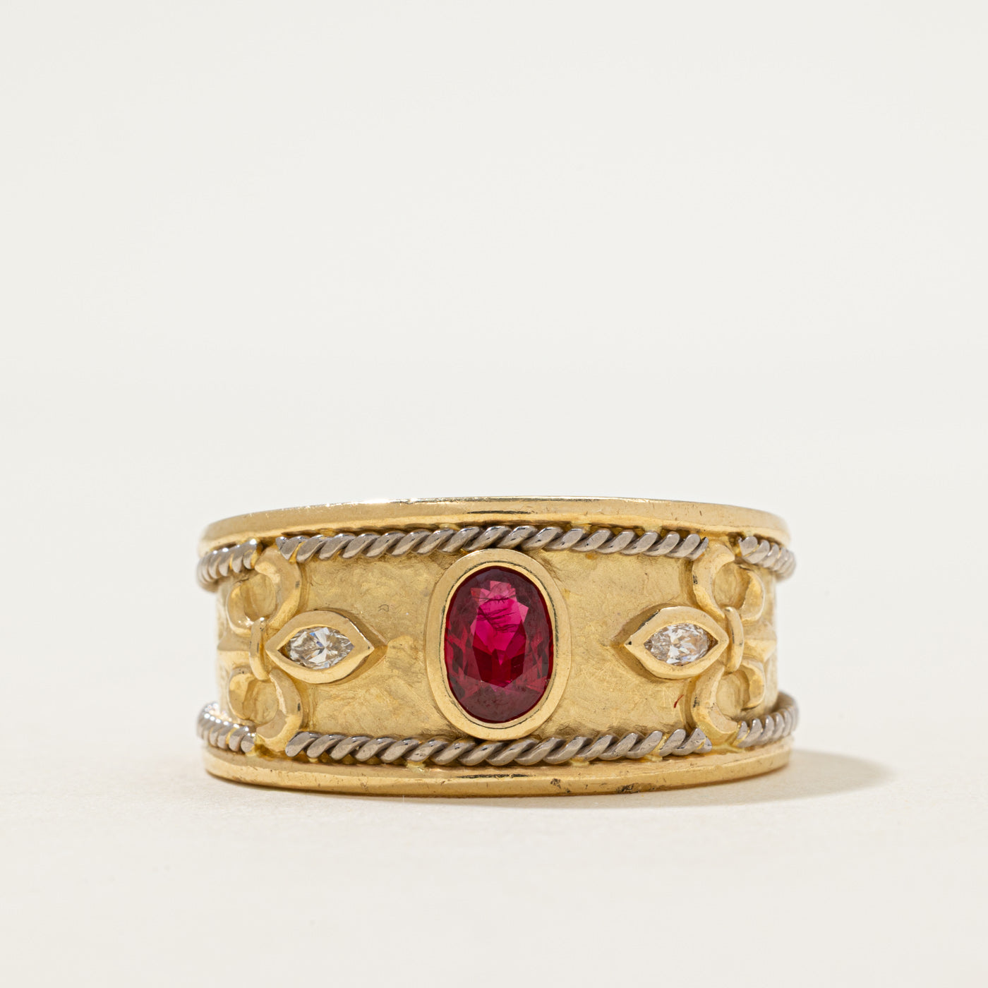 Ruby & Diamond Fleur De Lis Ring | 1.18ct, 0.12ctw | SZ 14.5