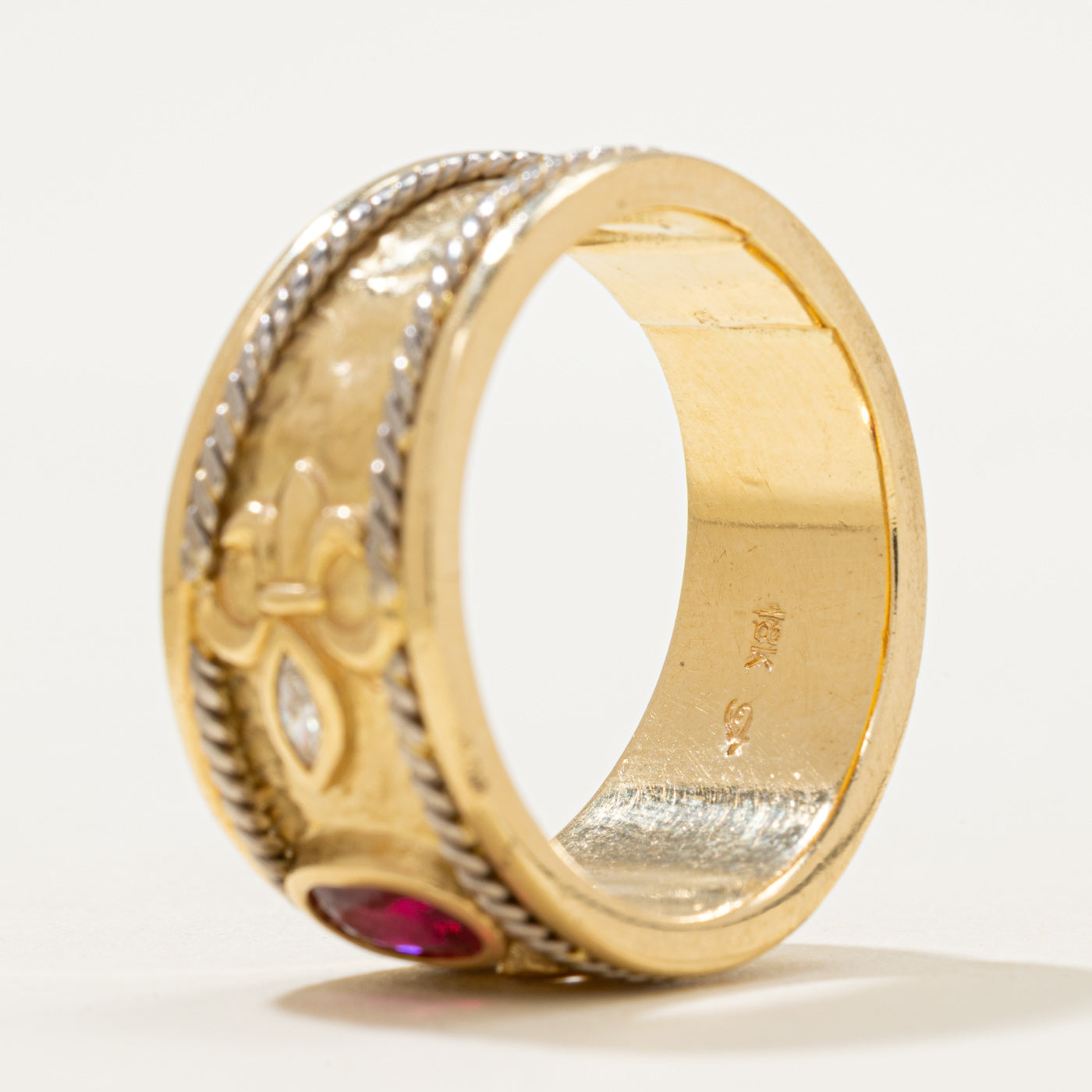 Ruby & Diamond Fleur De Lis Ring | 1.18ct, 0.12ctw | SZ 14.5
