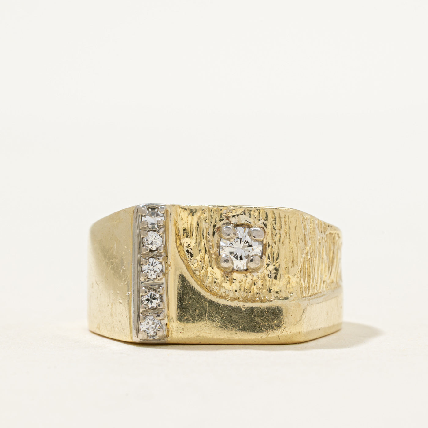 Diamond Textured Statement Ring | 0.24ct | SZ 10.5