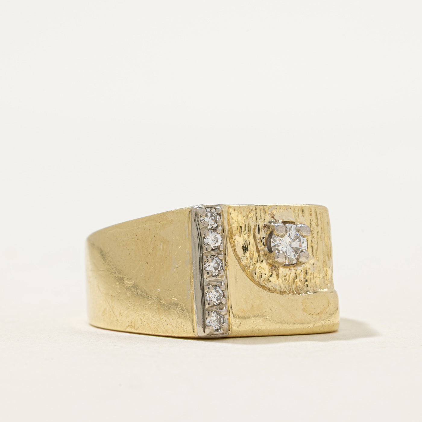 Diamond Textured Statement Ring | 0.24ct | SZ 10.5
