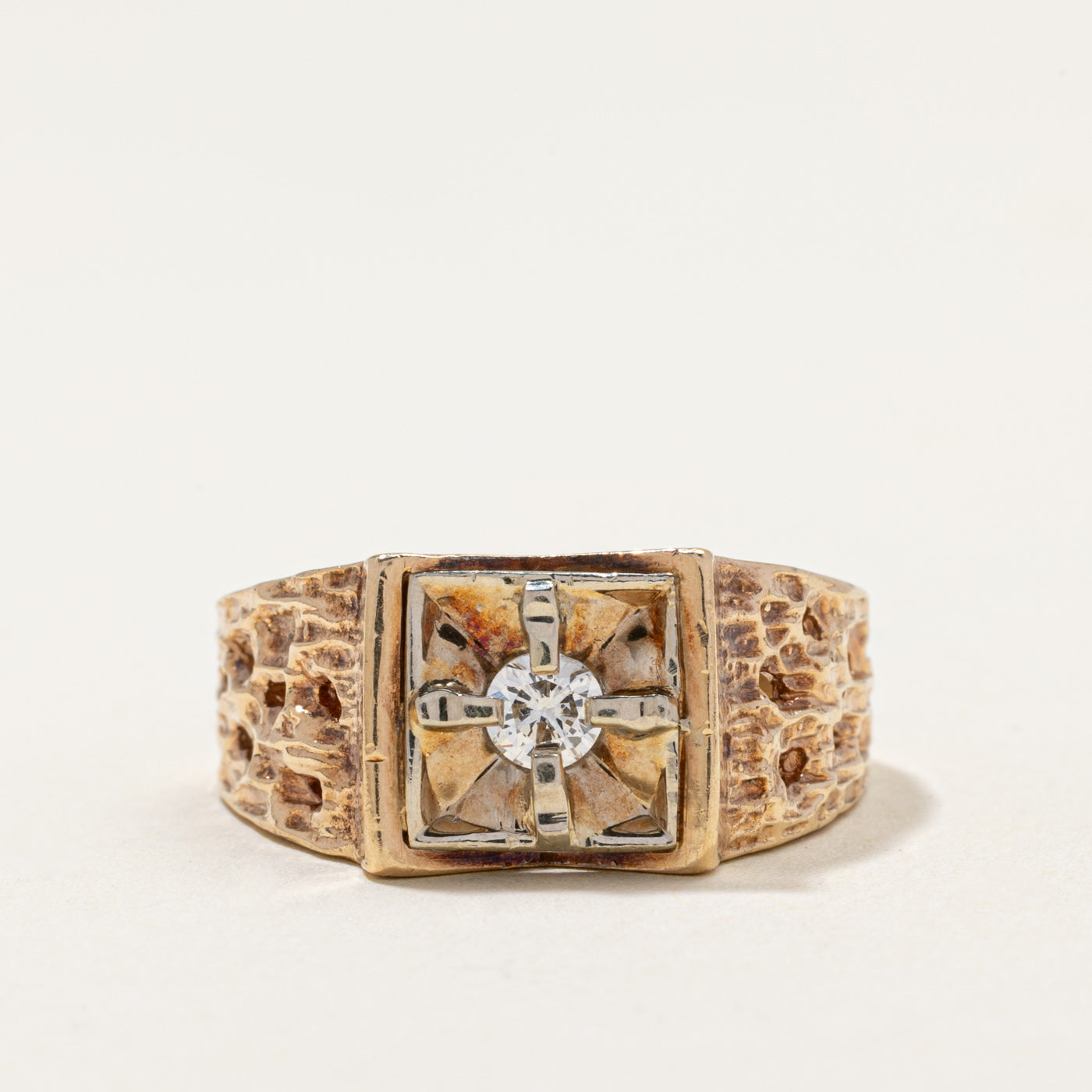 Solitaire Diamond Textured Ring | 0.27ct | SZ 10.5