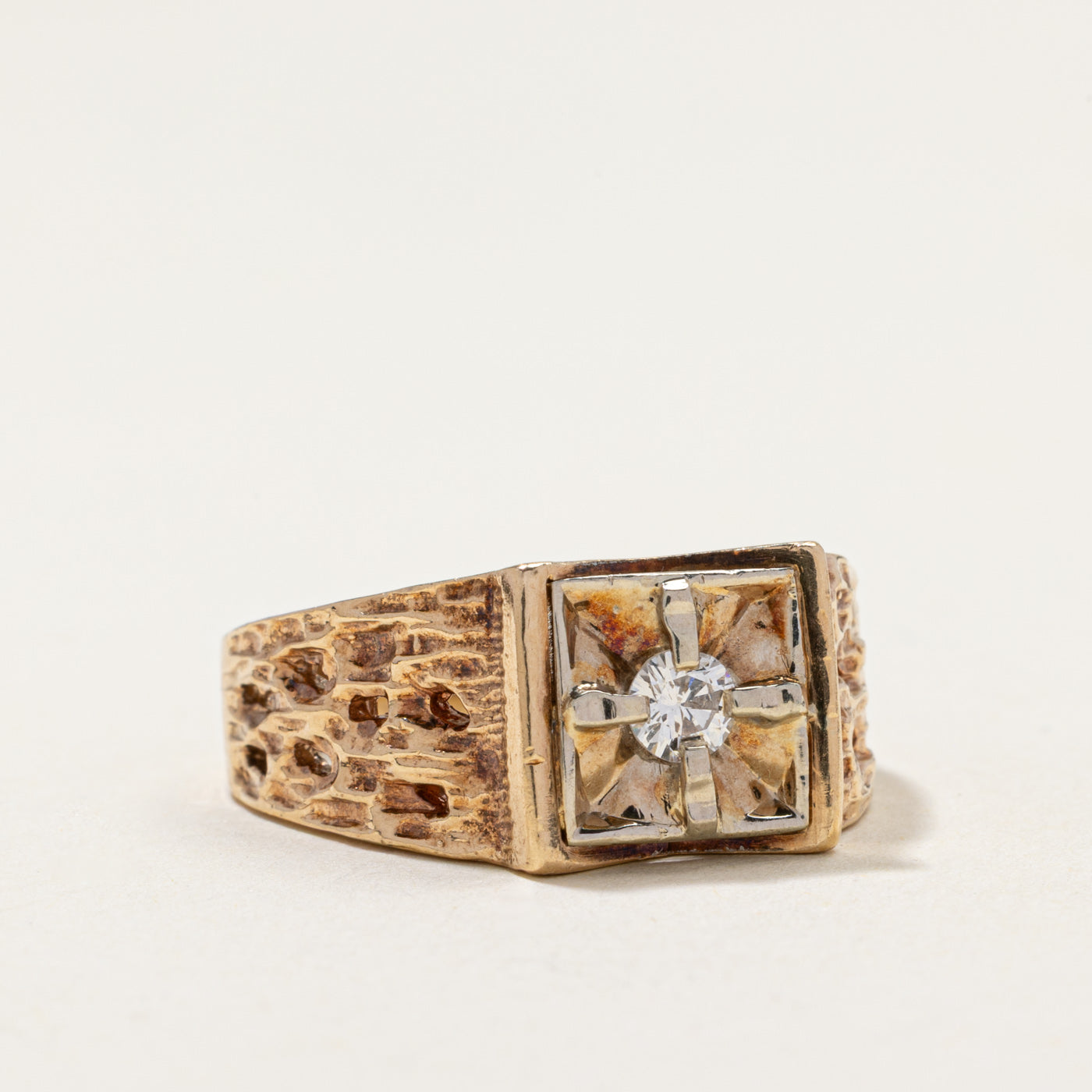 Solitaire Diamond Textured Ring | 0.27ct | SZ 10.5
