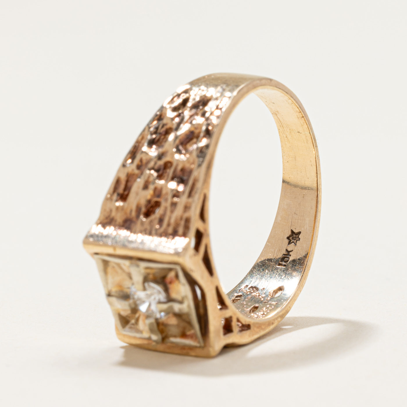 Solitaire Diamond Textured Ring | 0.27ct | SZ 10.5