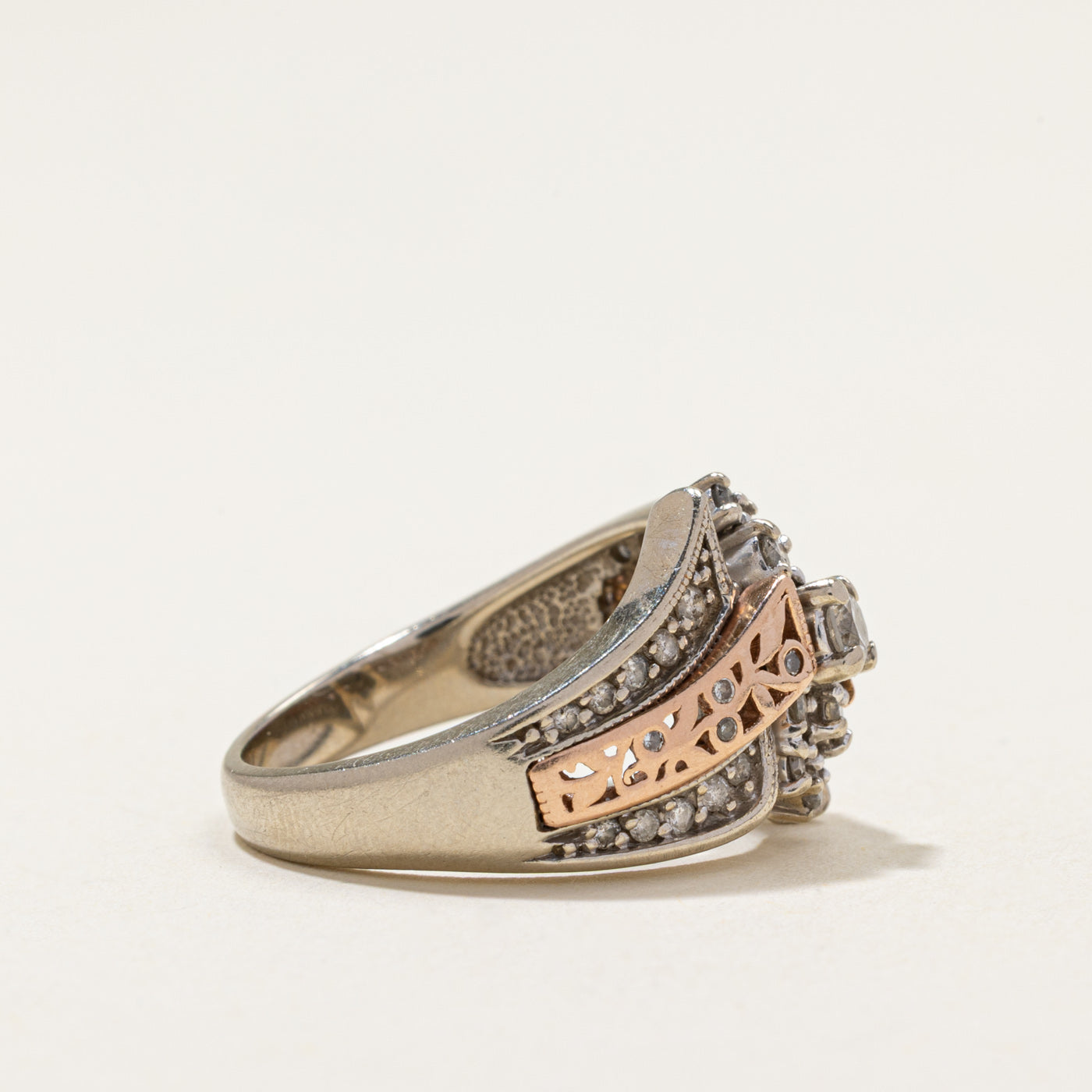 Two Tone Gold Diamond Bypass Ring | 0.47ctw | SZ 6.25