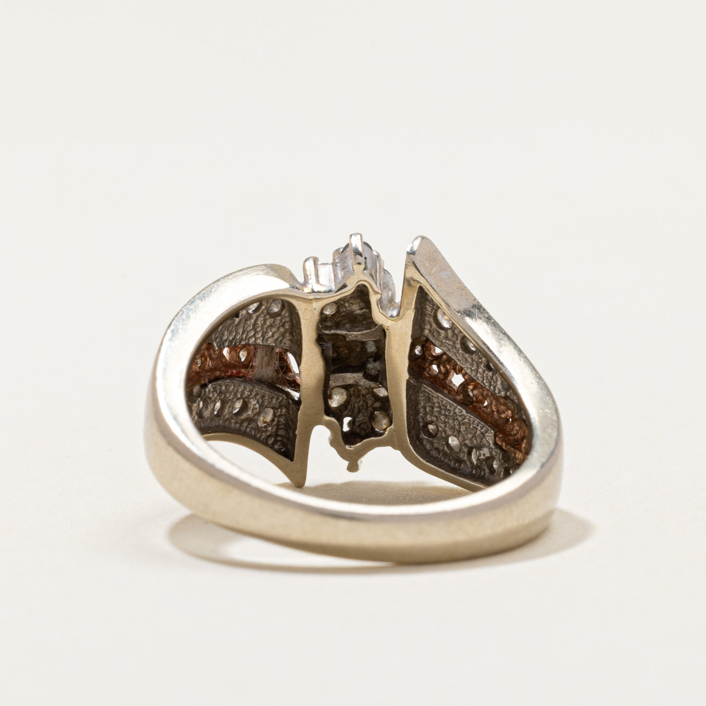 Two Tone Gold Diamond Bypass Ring | 0.47ctw | SZ 6.25