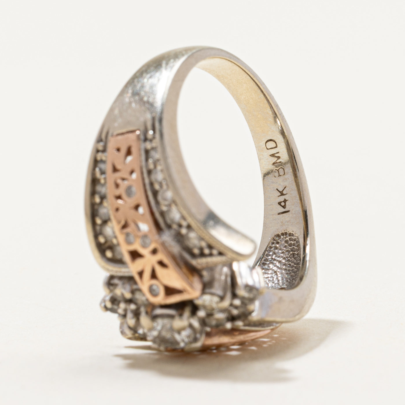 Two Tone Gold Diamond Bypass Ring | 0.47ctw | SZ 6.25