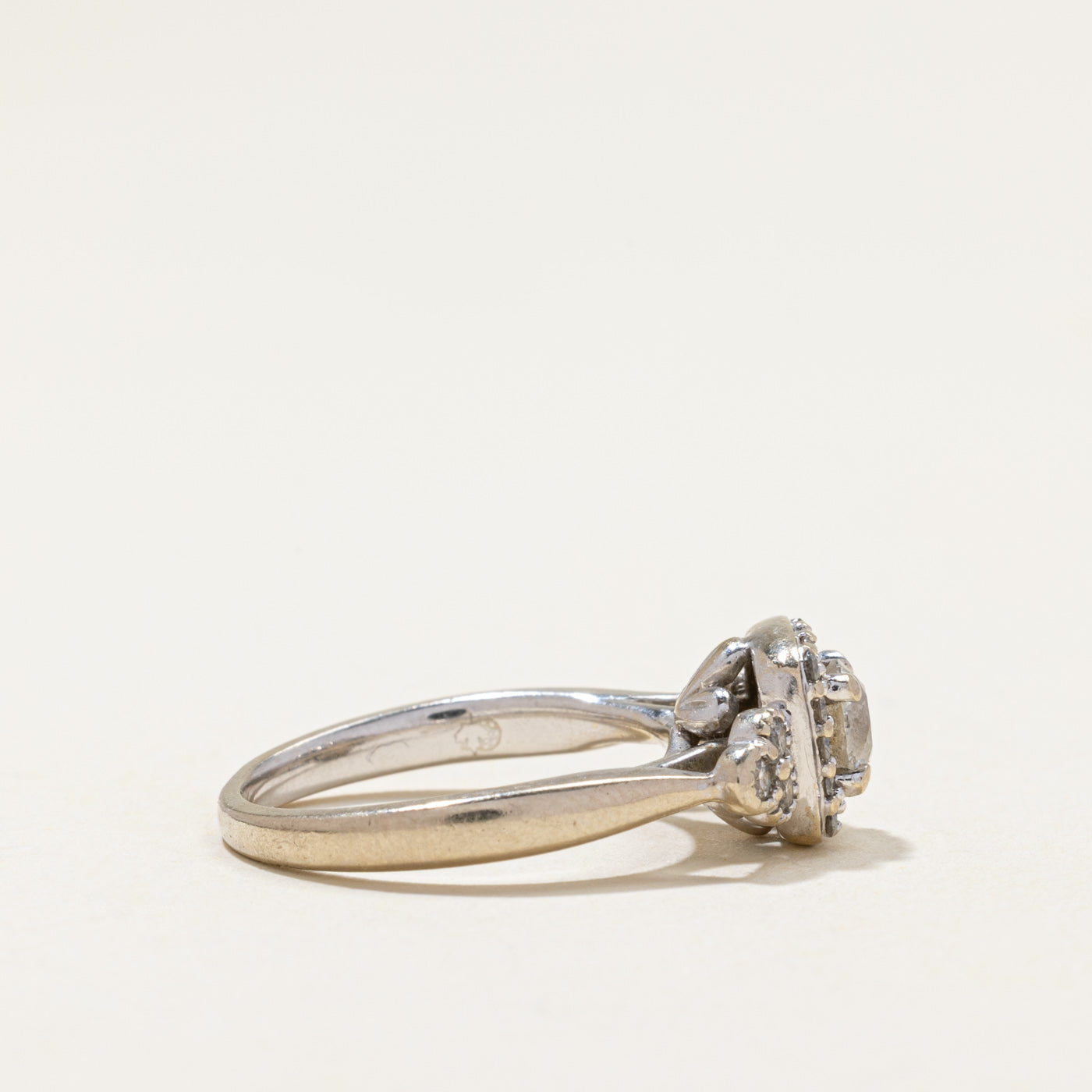 14k White Gold Diamond Halo Ring | 0.72ctw | SZ 5.25