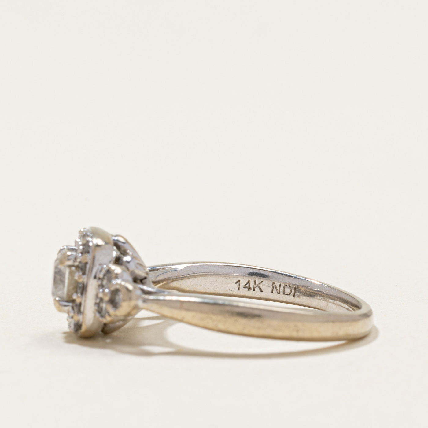 14k White Gold Diamond Halo Ring | 0.72ctw | SZ 5.25