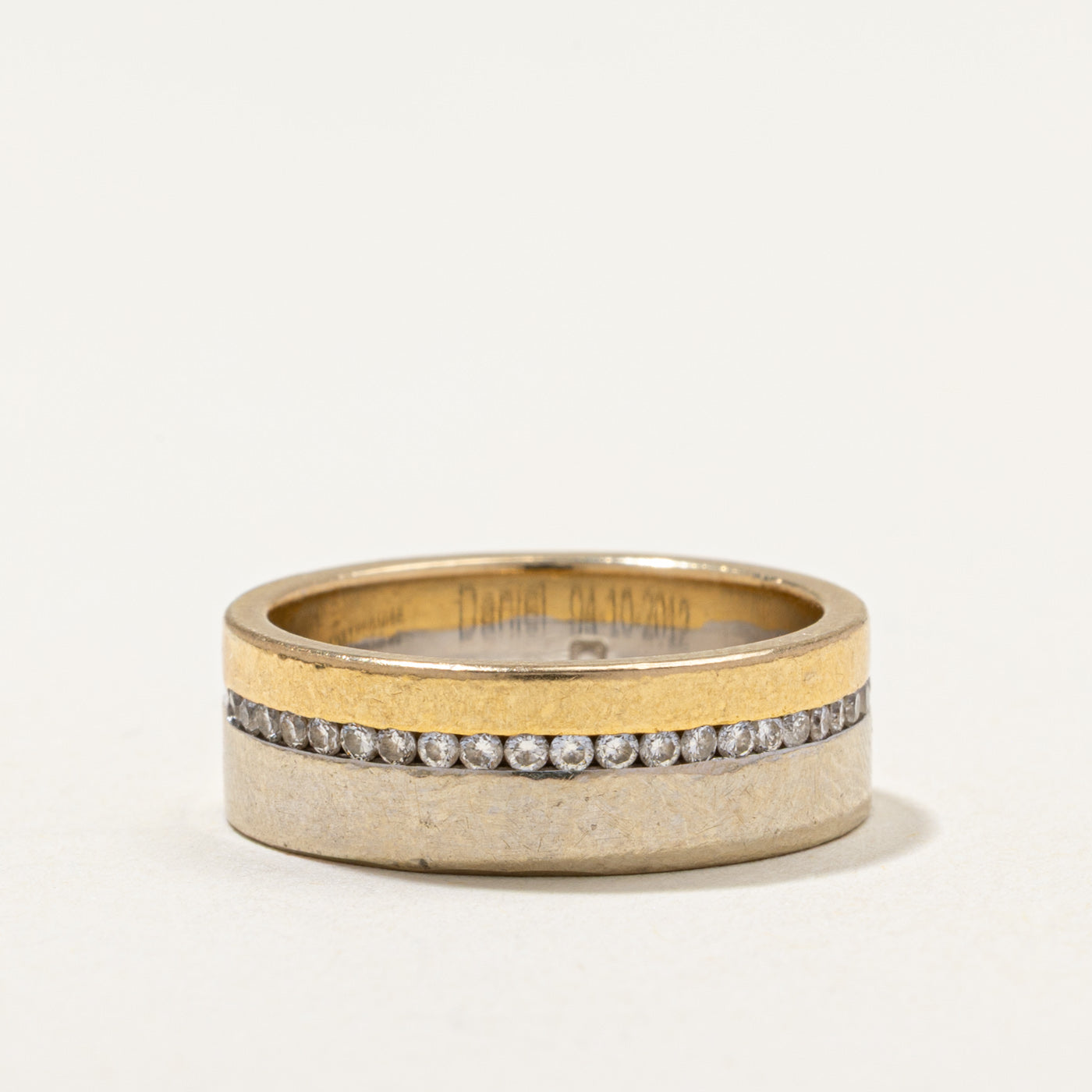Two Tone Gold Semi Eternity Diamond Band | 0.23ctw | SZ 5.5