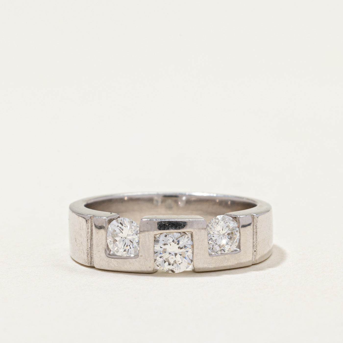Three Stone Tension Set Diamond Ring | 0.84ctw | SZ 7