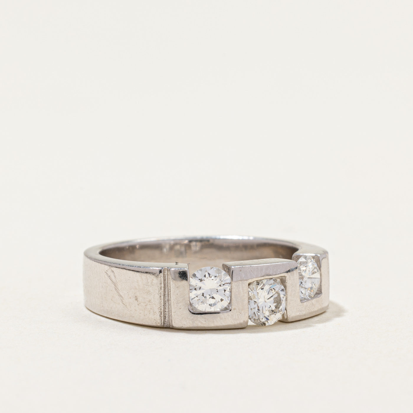 Three Stone Tension Set Diamond Ring | 0.84ctw | SZ 7