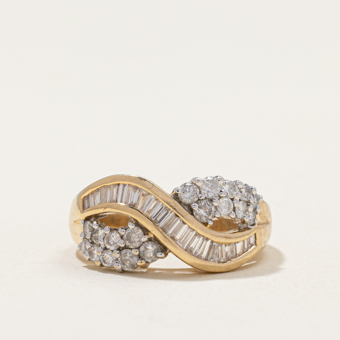 Multi Cut Diamond Cross Over Ring | 1.10ctw | SZ 7