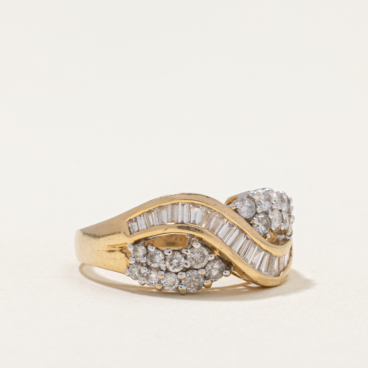 Multi Cut Diamond Cross Over Ring | 1.10ctw | SZ 7
