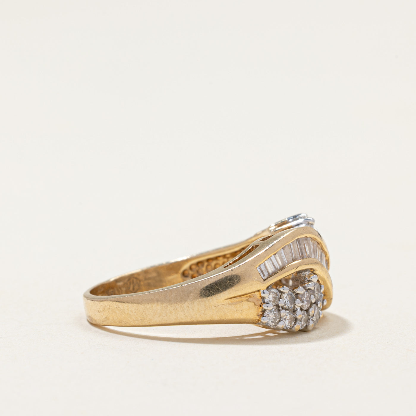 Multi Cut Diamond Cross Over Ring | 1.10ctw | SZ 7