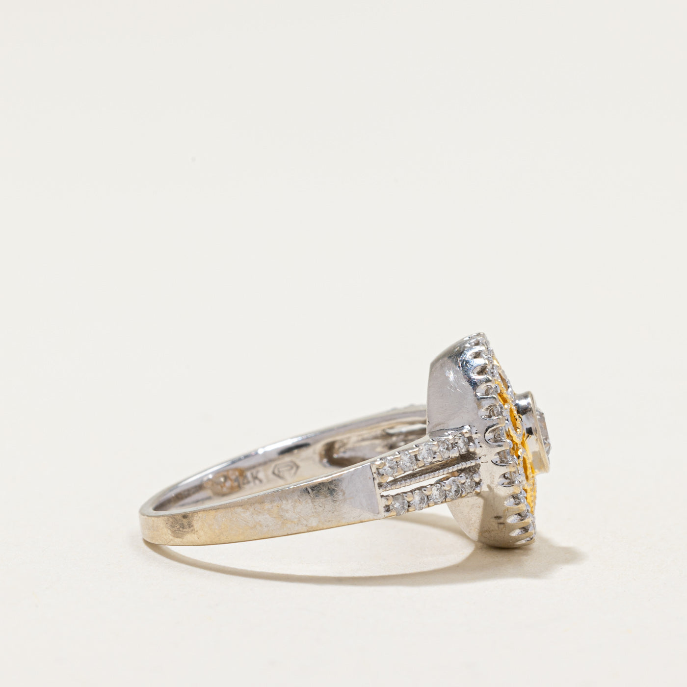 Two Tone Gold Diamond Openwork Ring | 0.54ctw | SZ 7