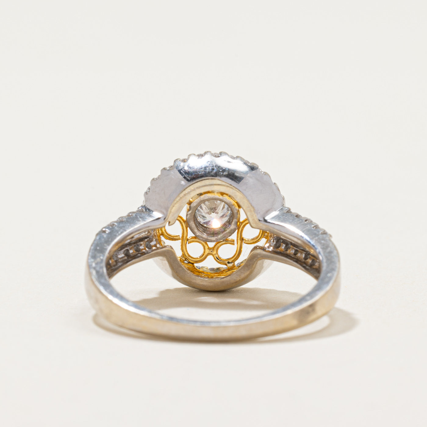 Two Tone Gold Diamond Openwork Ring | 0.54ctw | SZ 7