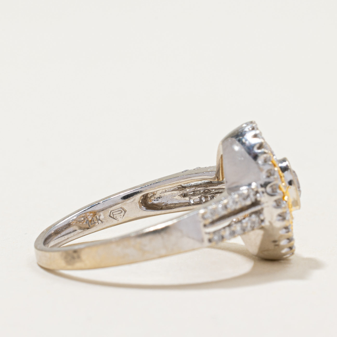 Two Tone Gold Diamond Openwork Ring | 0.54ctw | SZ 7