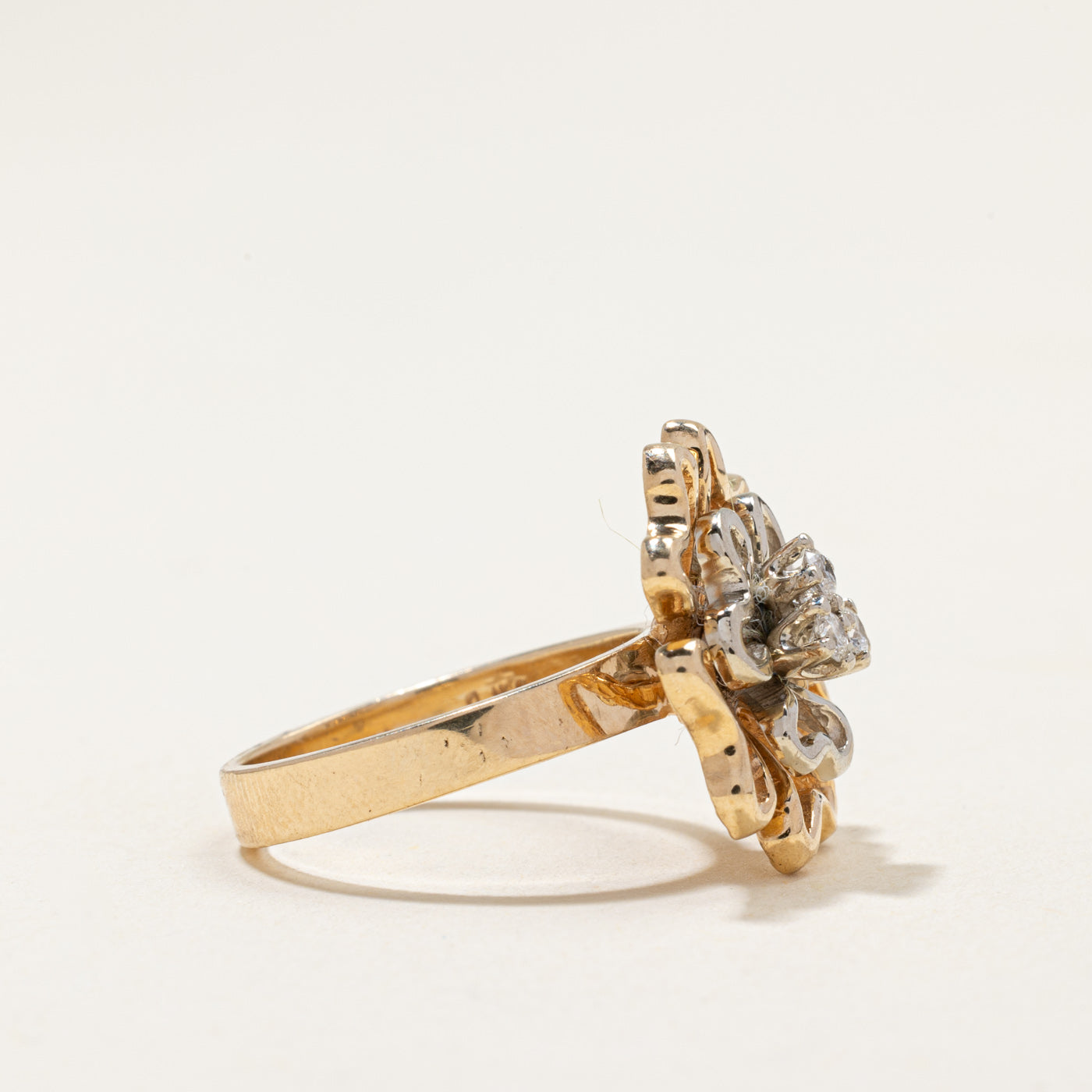 Three Stone Diamond Wavy Cocktail Ring | 0.18ctw | SZ 6.25