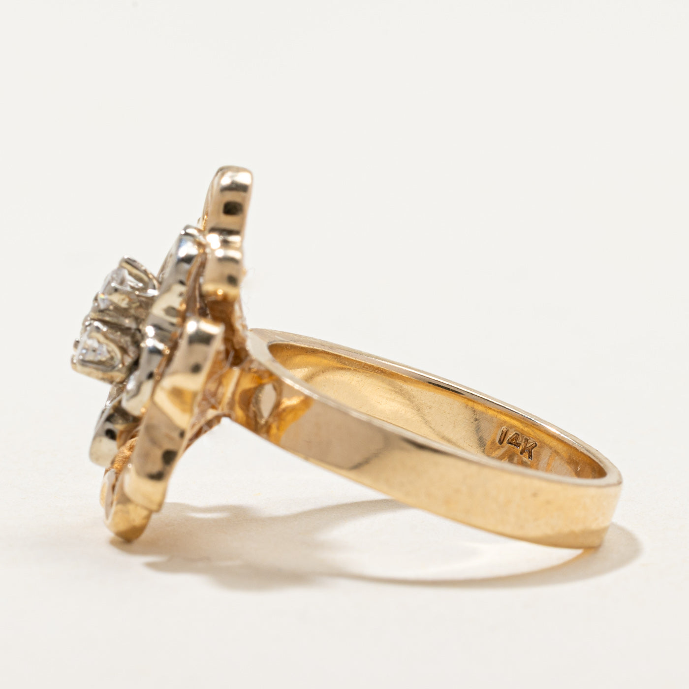 Three Stone Diamond Wavy Cocktail Ring | 0.18ctw | SZ 6.25