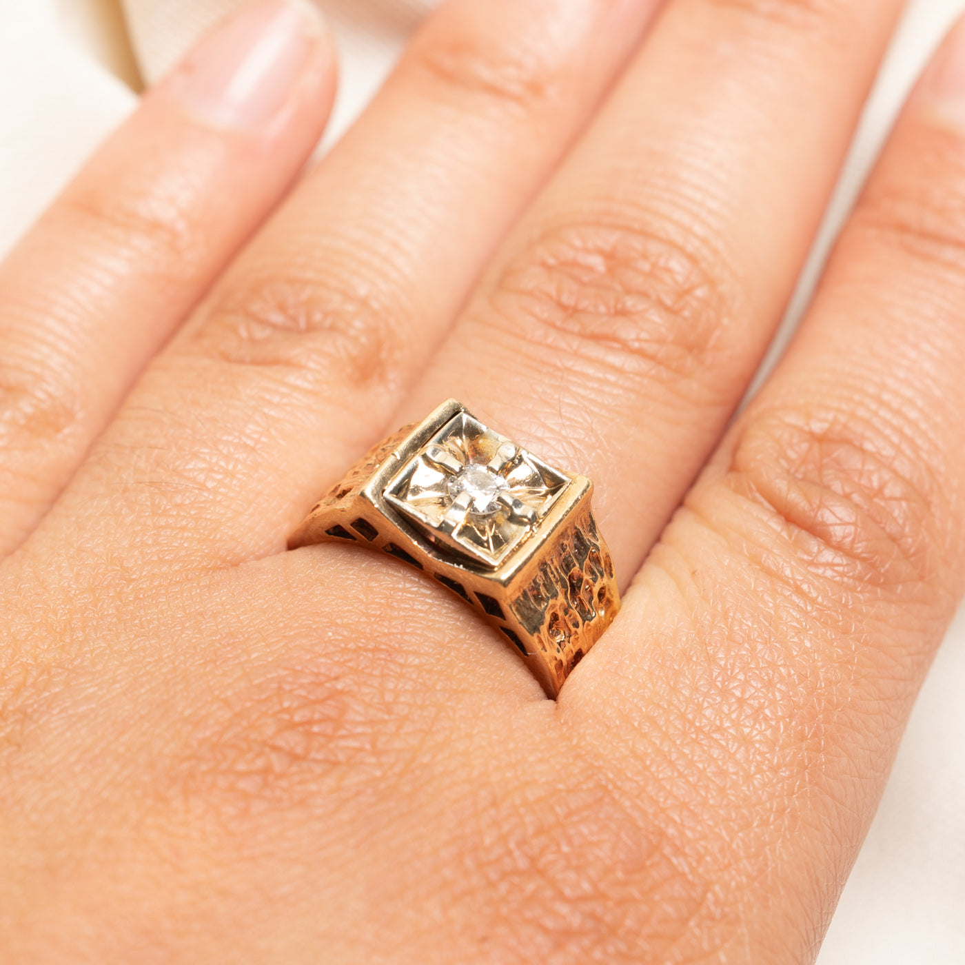 Solitaire Diamond Textured Ring | 0.27ct | SZ 10.5
