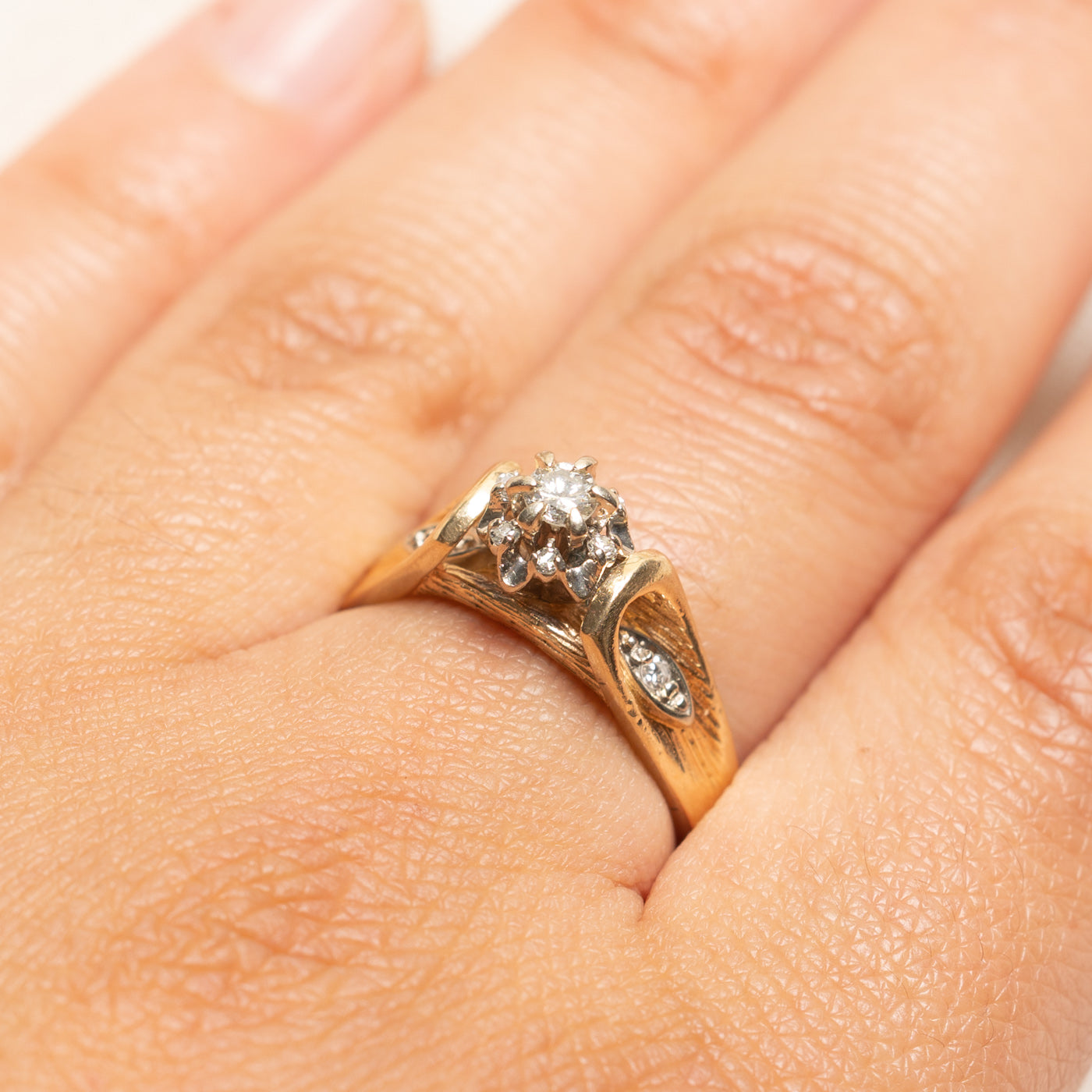 Diamond Cluster Cathedral Ring | 0.24ctw | SZ 7.5