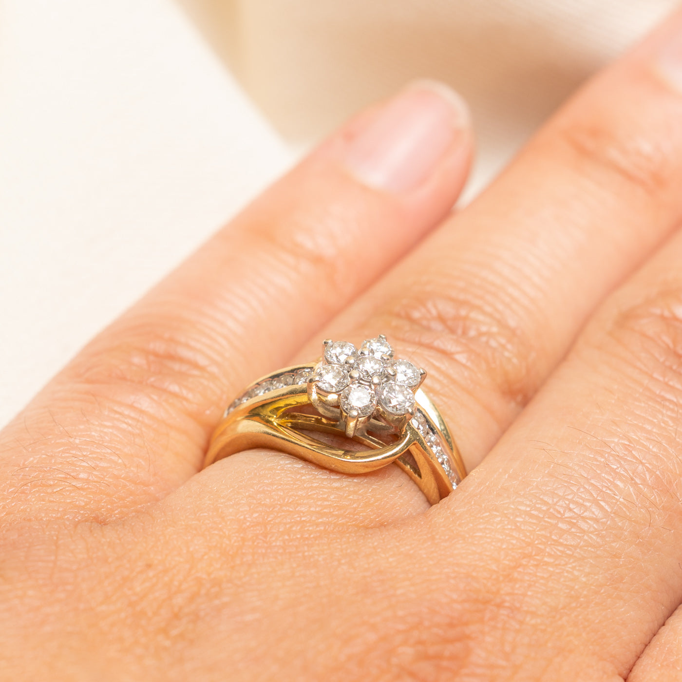 Diamond Petal Bypass Ring | 0.90ctw | SZ 7