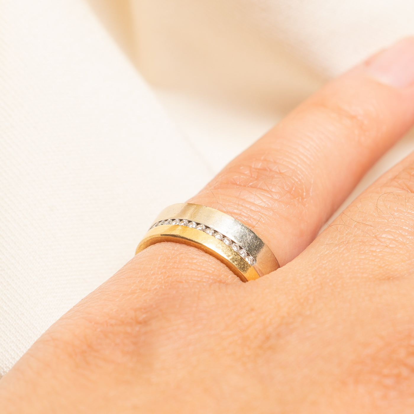 Two Tone Gold Semi Eternity Diamond Band | 0.23ctw | SZ 5.5