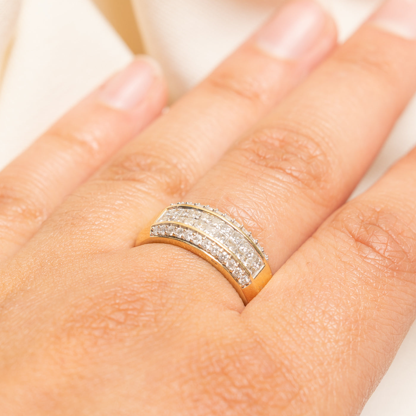 Semi Eternity Multi Row Diamond Ring | 1.02ctw | SZ 8