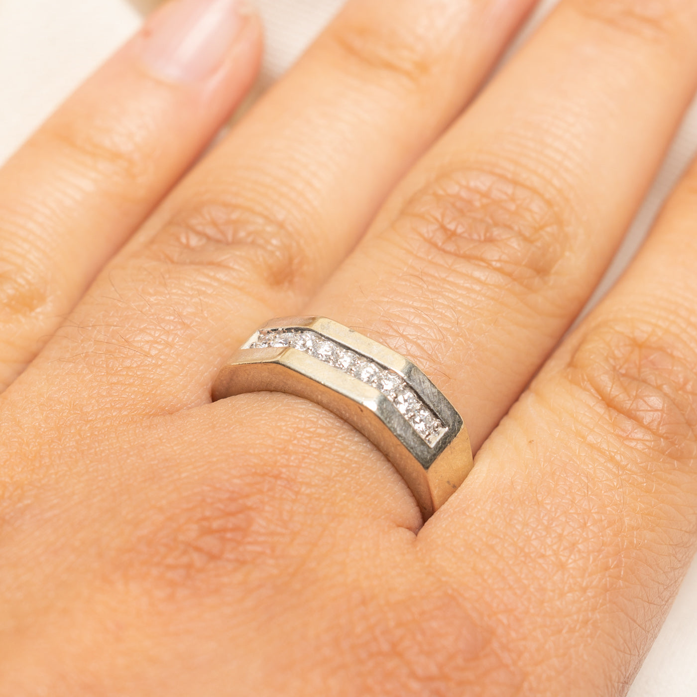 Semi Eternity Diamond Angled Band | 0.36ctw | SZ 10