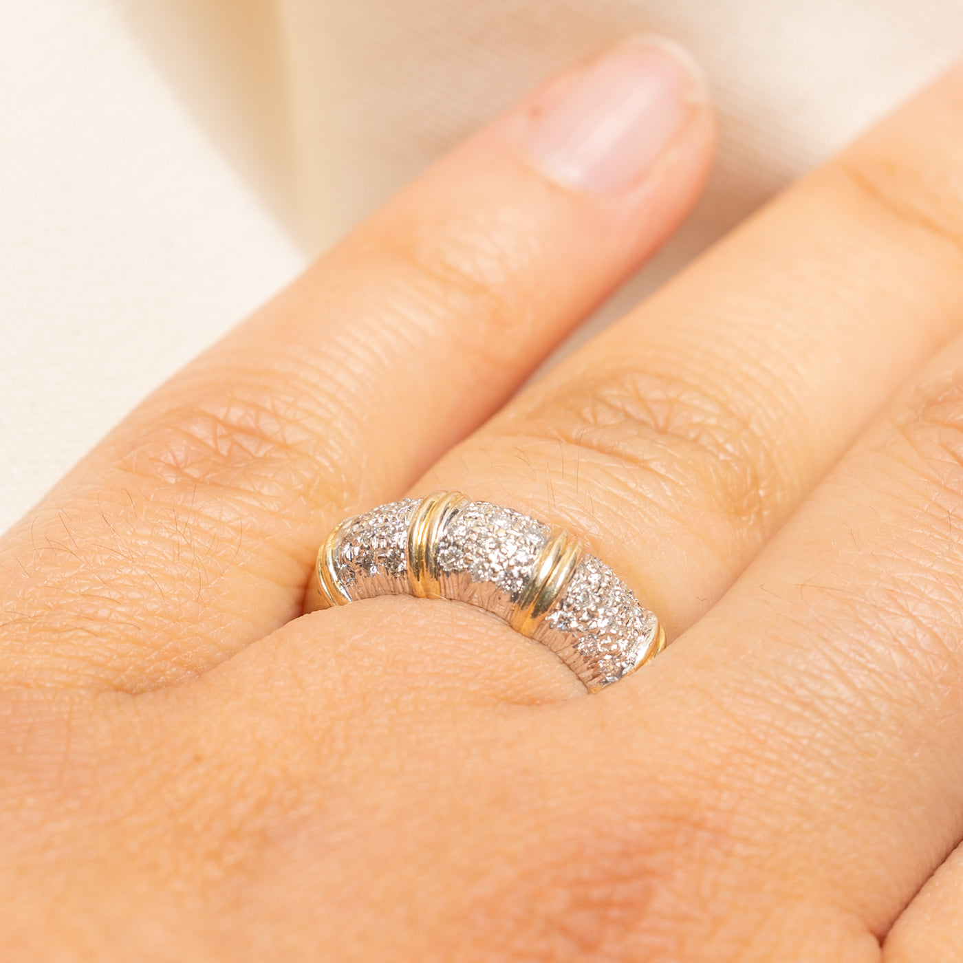 18k Pavé Set Diamond Dome Band | 0.36ctw | SZ 6