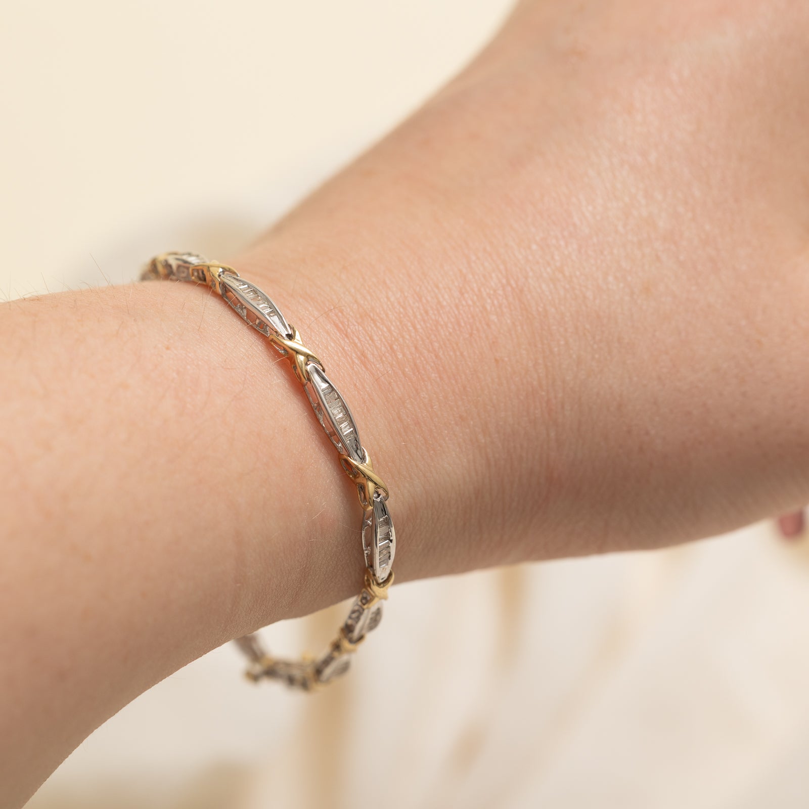 Two Tone Gold Channel Set Diamond Bracelet | 0.50ctw | 7"