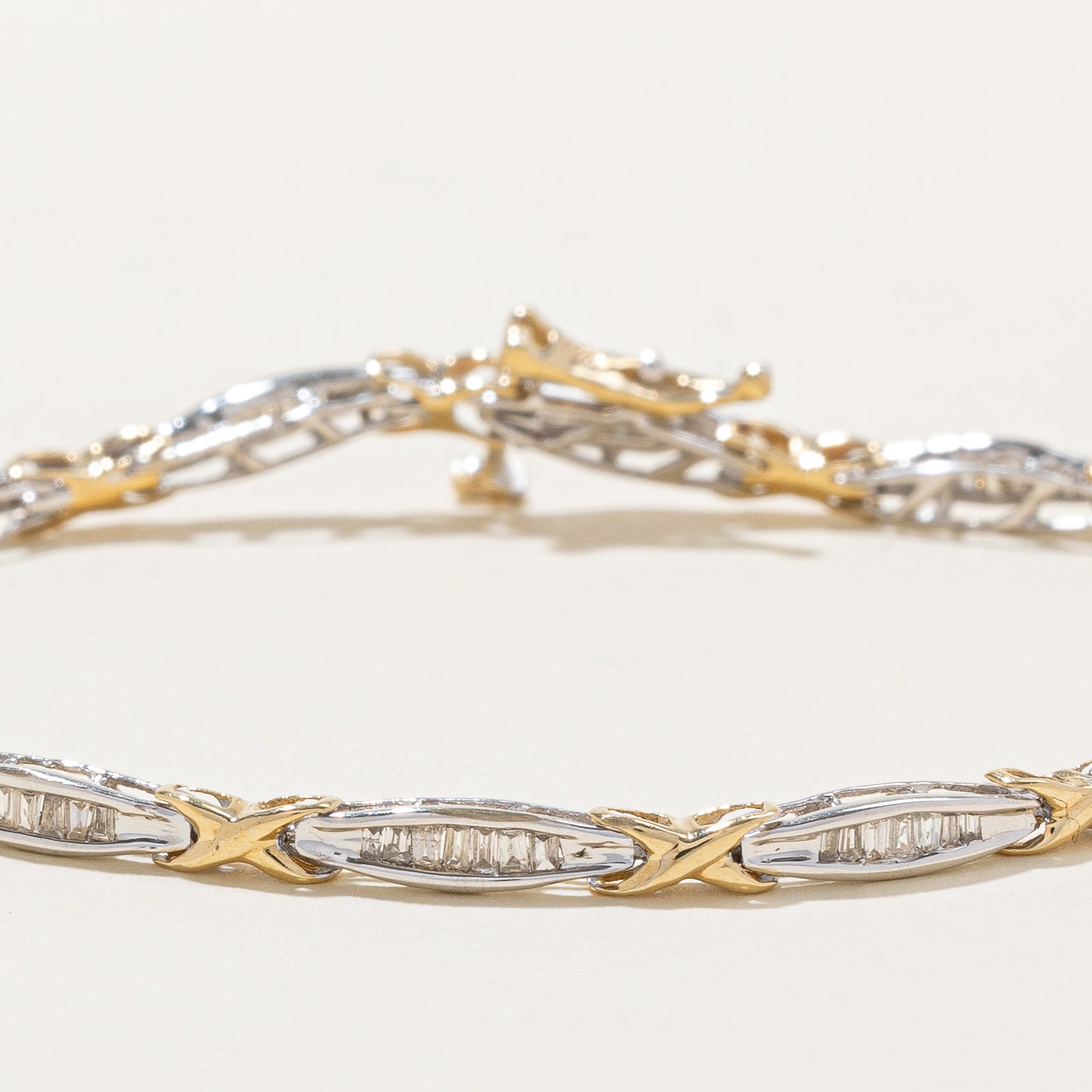 Two Tone Gold Channel Set Diamond Bracelet | 0.50ctw | 7"