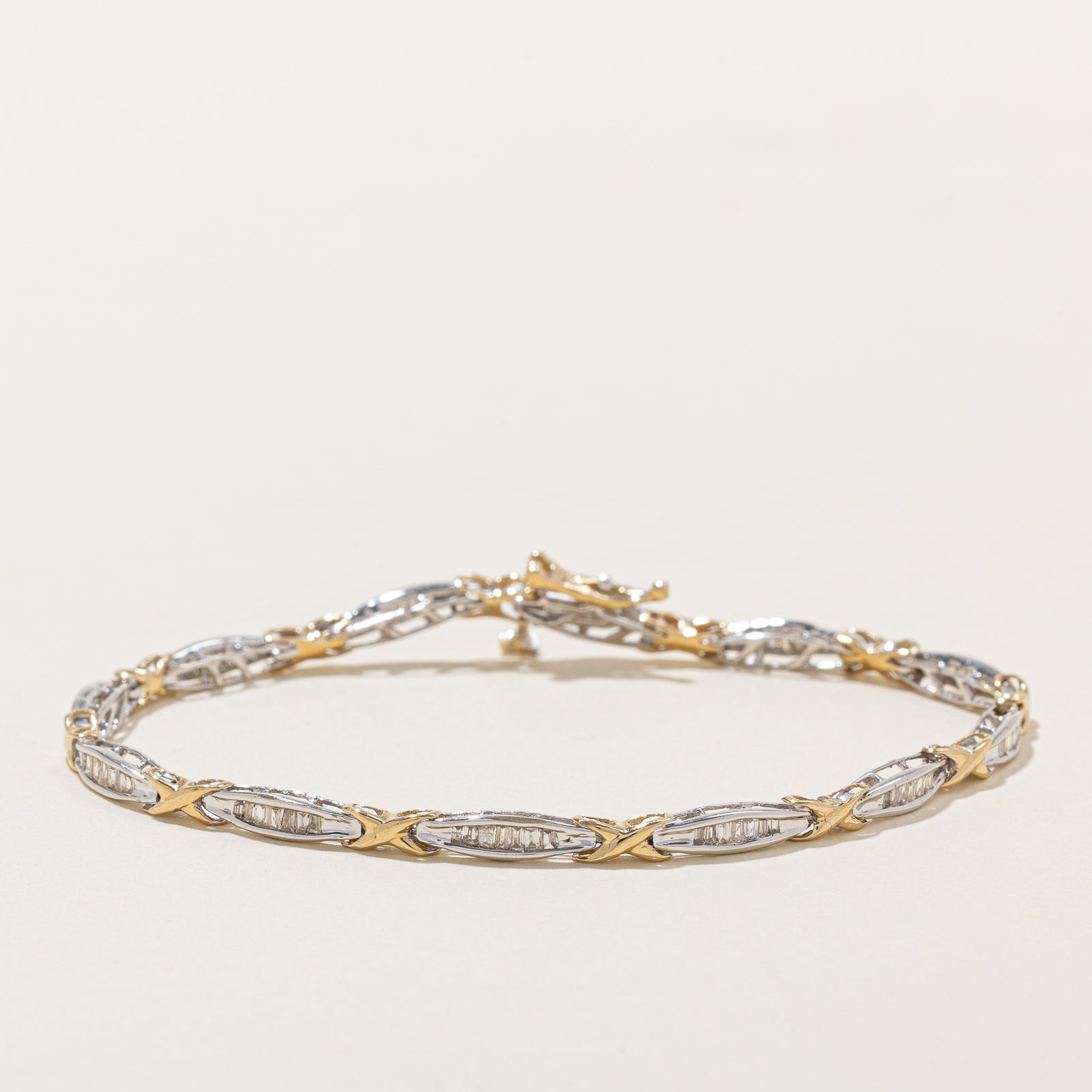 Two Tone Gold Channel Set Diamond Bracelet | 0.50ctw | 7"