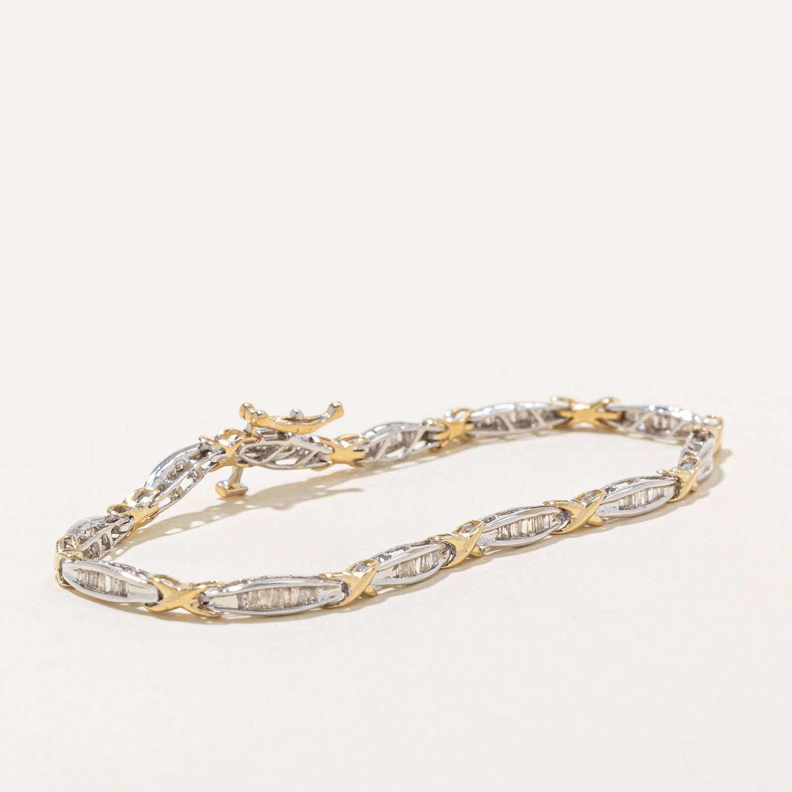Two Tone Gold Channel Set Diamond Bracelet | 0.50ctw | 7"