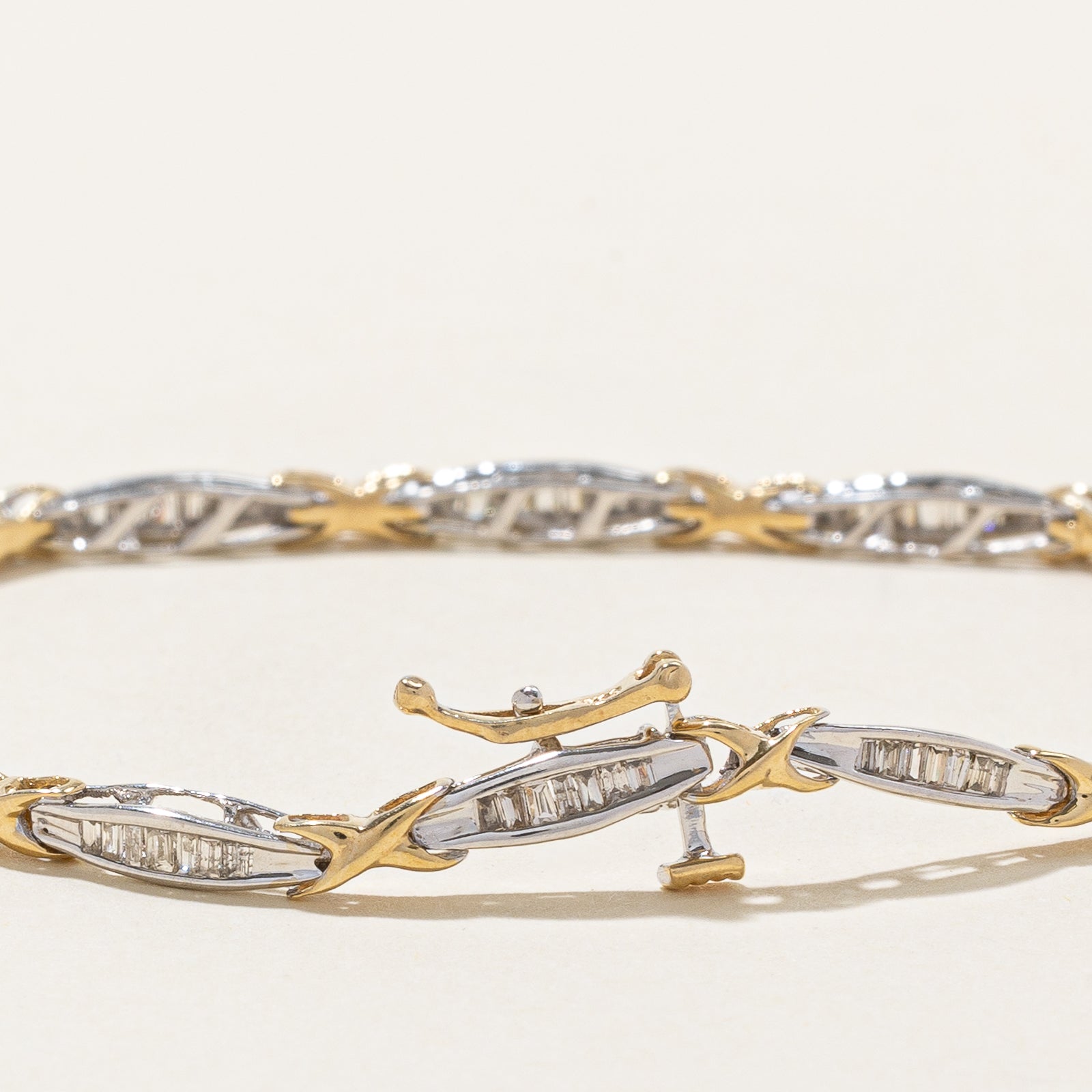 Two Tone Gold Channel Set Diamond Bracelet | 0.50ctw | 7"