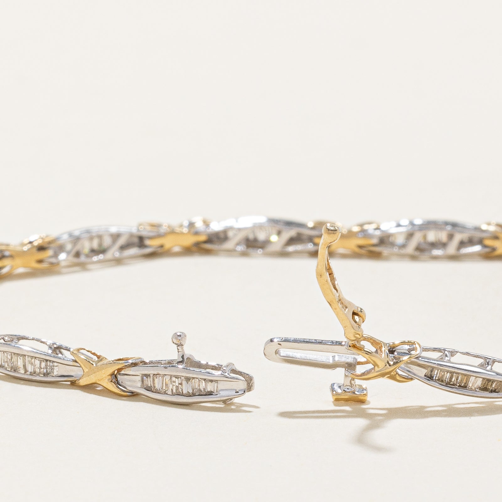 Two Tone Gold Channel Set Diamond Bracelet | 0.50ctw | 7"