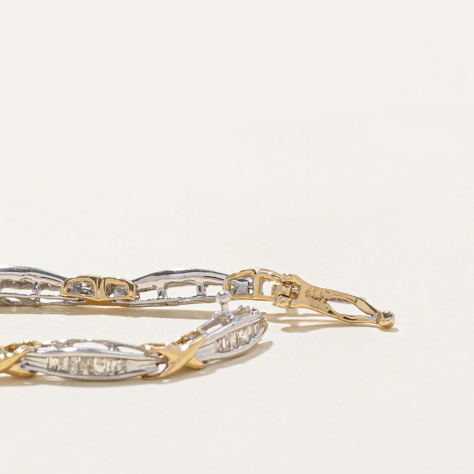 Two Tone Gold Channel Set Diamond Bracelet | 0.50ctw | 7"