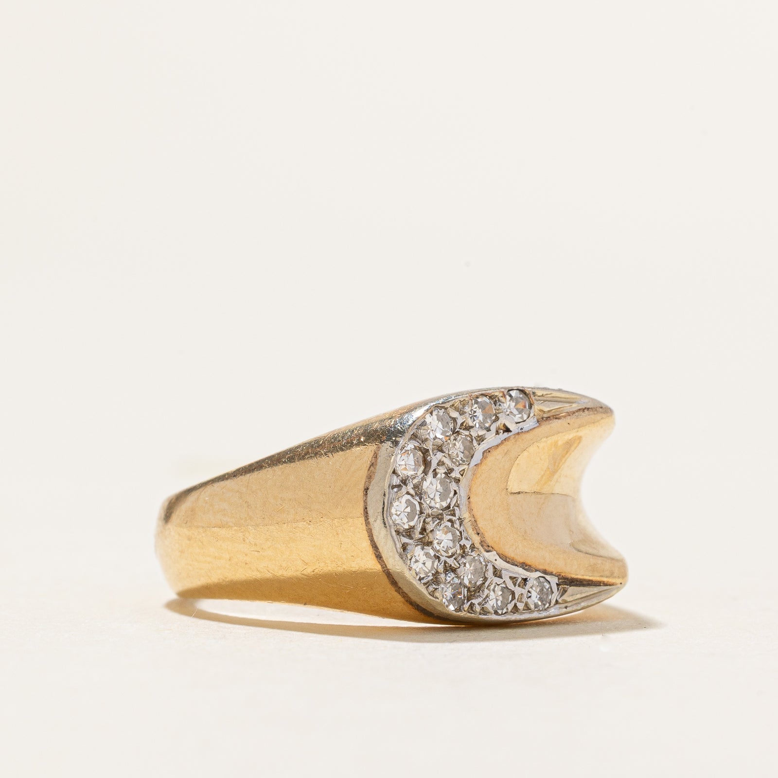 Diamond Crescent Moon Ring | 0.20ctw | SZ 7.5